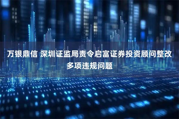 万银鼎信 深圳证监局责令启富证券投资顾问整改多项违规问题