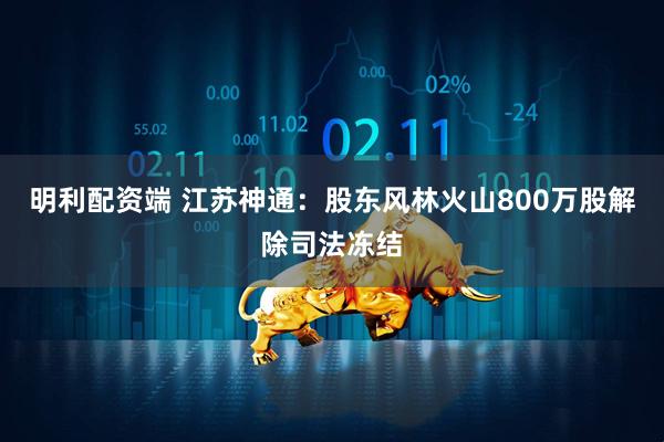 明利配资端 江苏神通：股东风林火山800万股解除司法冻结